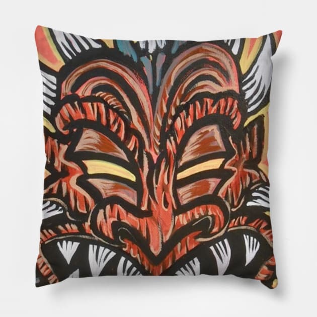 evil tiki Pillow by Voodoobrew