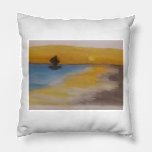 Setting sun at the beach Pillow