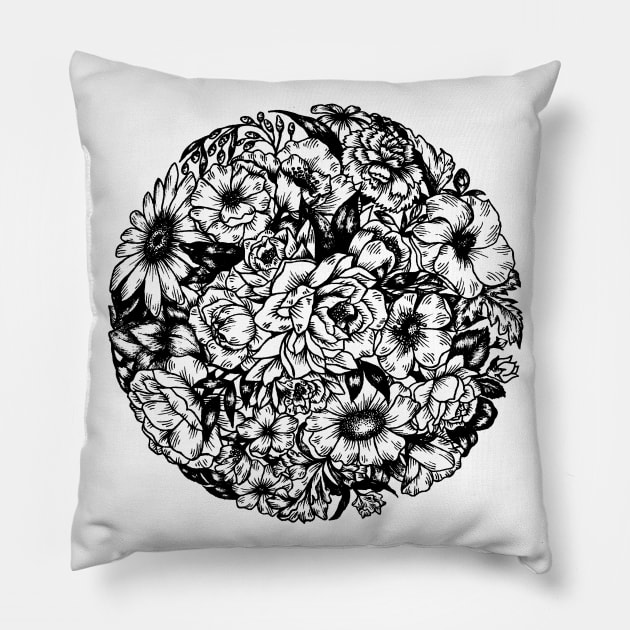 World of Flowers Pillow by Akbaly