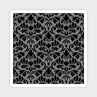 Flourish Damask Black on Gray Magnet