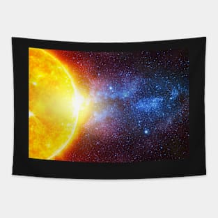 Bright star against dark starry sky Tapestry