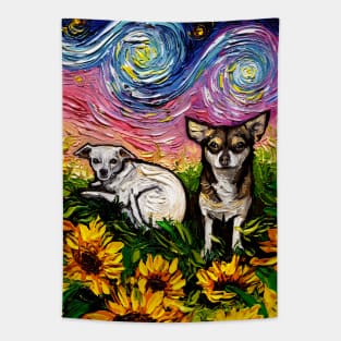 Two Chihuahuas Night Tapestry