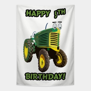 Happy 5th Birthday tractor design Tapestry