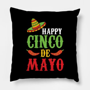 Cute Happy Cinco De Mayo Sombrero Peppers May 5th Pillow