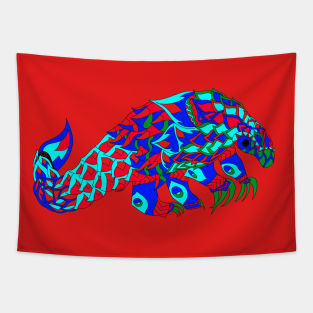 pangolin anteater armadillo in ecopop mandala art Tapestry