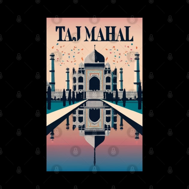 A Vintage Travel Art of the Taj Mahal in Agra - India by goodoldvintage