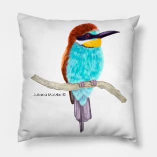 Bee Eater Bird Realistic Illustration Pillow