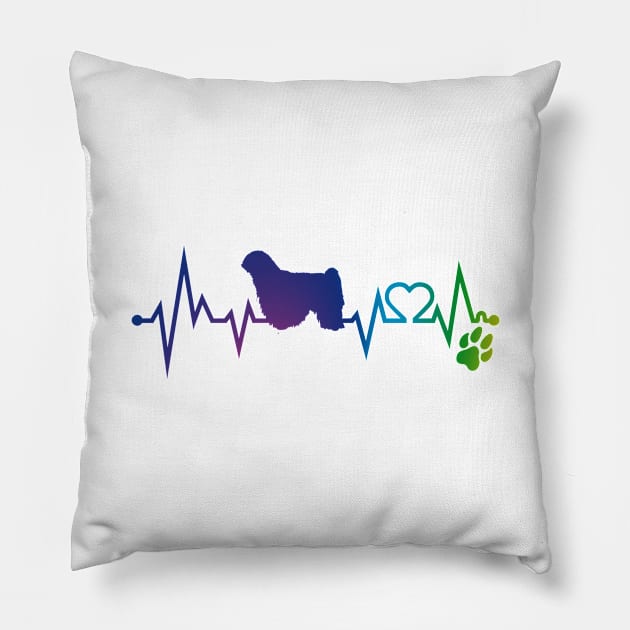 Puli Colorful Heartbeat, Heart & Dog Paw Pillow by kimoufaster