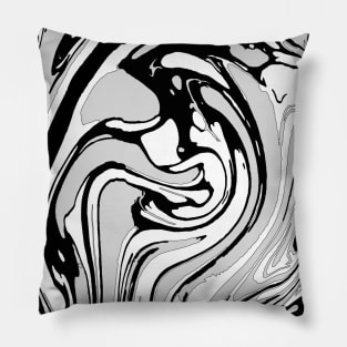 Black, White and Gray Graphic Paint Swirl Pillow