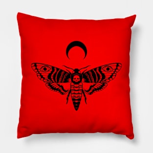 Death’s Head Moth Black and Red Pillow