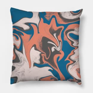 blue pink and gray fluid pattern Pillow