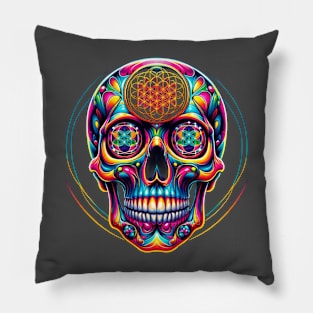 sacred geometry skull Pillow