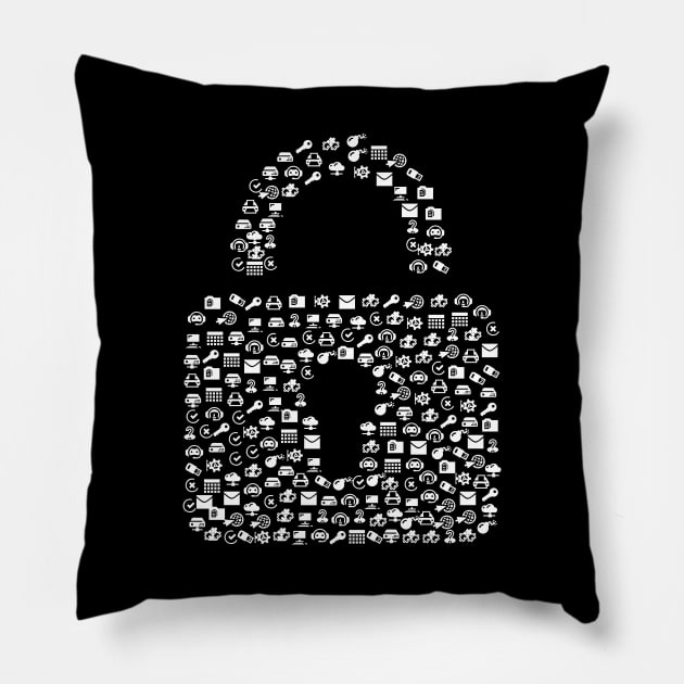 Padlock made of communication icons Pillow by All About Nerds