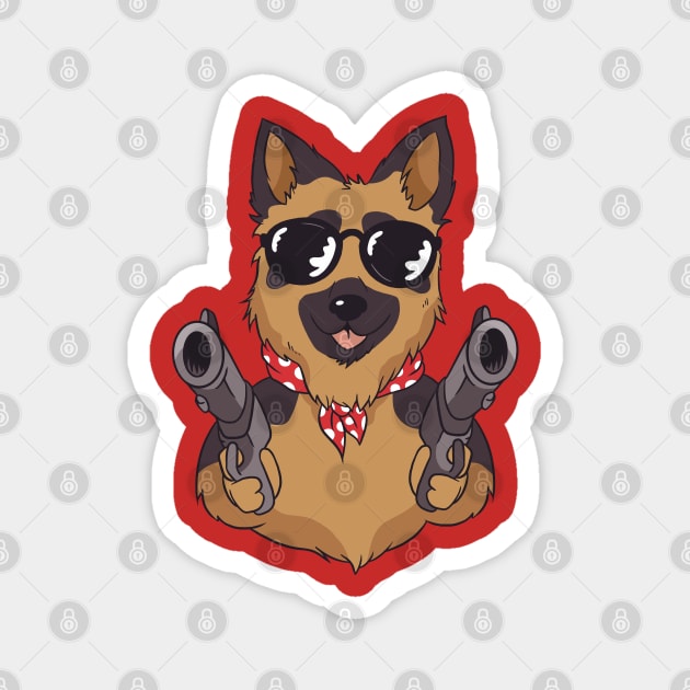 German Shepherd Guns Magnet by Safdesignx