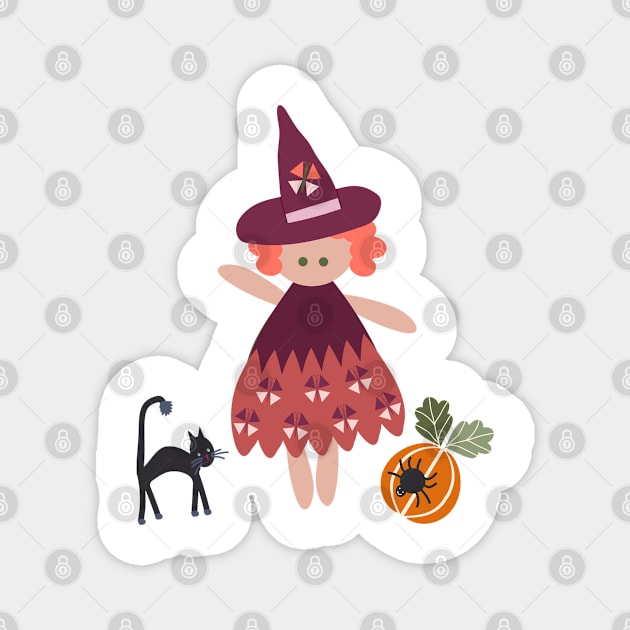 Eclectic Witch - cute cats, spiders, pumpkins for Halloween and fall Magnet by FrancesPoff