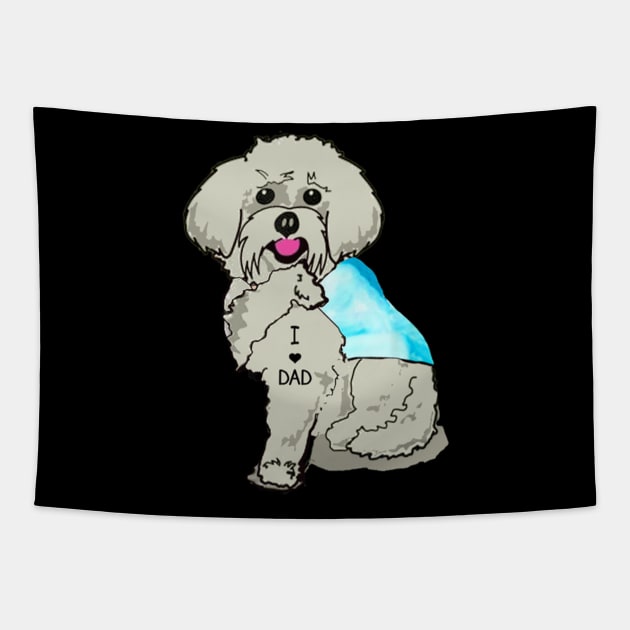 Funny Dog Maltese I Love Dad Tattoo Tee Co Pin Tapestry by Danielss