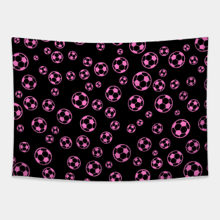 Football / Soccer Colors Balls In Pink Seamless Pattern Tapestry