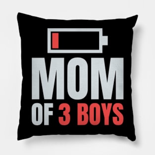 Mom of 3 Boys Shirt Gift from Son Mothers Day Birthday Women Pillow