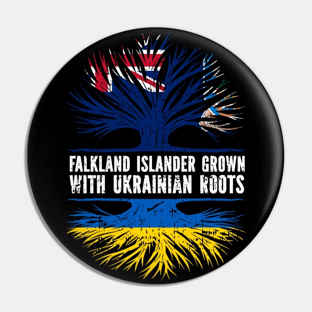 Falkland Islander Grown with Ukrainian Roots Flag Pin by silvercoin