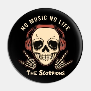 No music no life Skull Pin