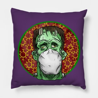 Frankensteins monster wearing a mask, gift for Halloween 2020 Pillow