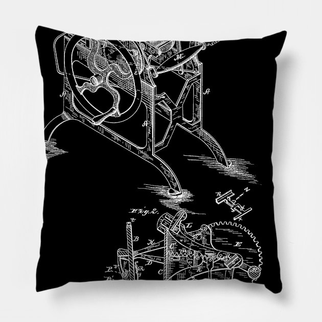 Printing Press Vintage Patent Hand Drawing Pillow by TheYoungDesigns