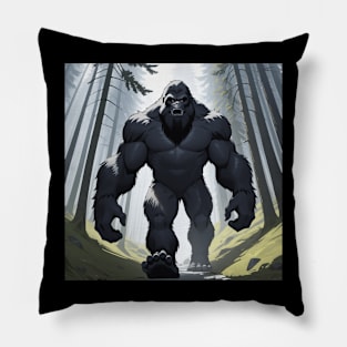 Angry black Big foot on mountain Pillow