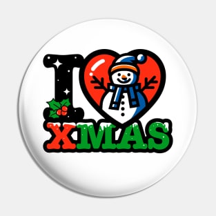 I heart snowman xmas Pin