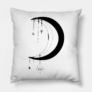 bohemian astrological design with sun, stars and sunburst. Boho linear icons or symbols in trendy minimalist style. Modern art Pillow