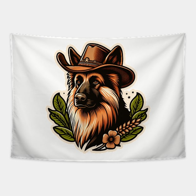 German Shepherd Cowboy Tapestry by k9-tee