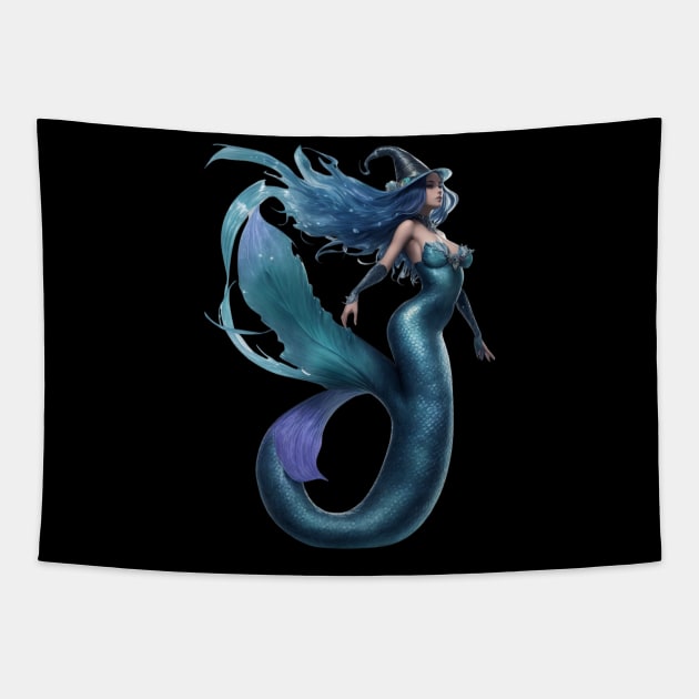 Mermaid Dark Fairy of the Merfolk Sea Tapestry by MGRCLimon