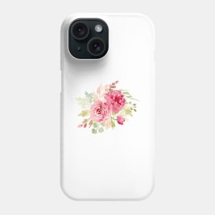 Whimsical red watercolor floral bouquets Phone Case