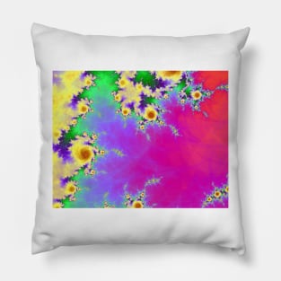 Yellow Fractal Floral Pattern Pillow