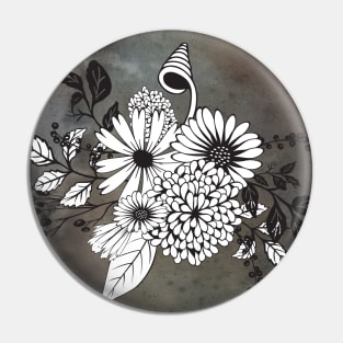 Wonderful flowers in black and white Pin