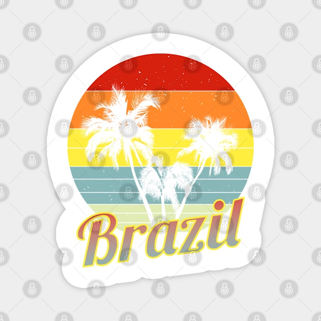 Brazil Retro Tropical Palm Trees Vacation Magnet by macdonaldcreativestudios