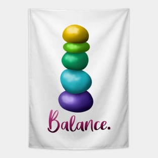 Balance. (Shiny Rainbow Stacked Rocks) Tapestry