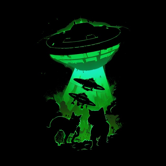 Cat Abductions! Alien UFO Invasion Mothership by HideTheInsanity