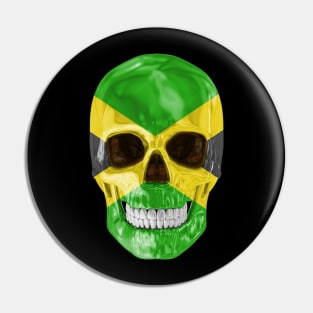 Jamaica Flag Skull - Gift for Jamaican With Roots From Jamaica Pin