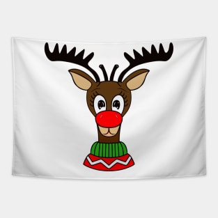 REINDEER Merry Christmas Green Red Sweater Tapestry