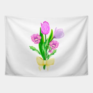 Bunch of flowers with a yellow bow Tapestry