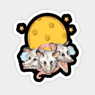 Three Opossums Howling at the Moon Funny Possum 3 Opossum Magnet