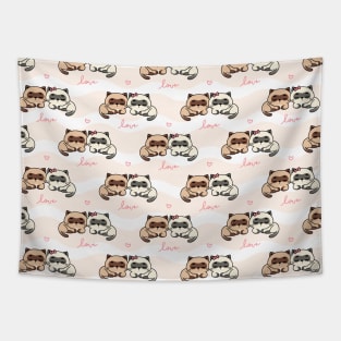 Cute siamese cat couple Tapestry