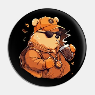 bear drink coffe Pin