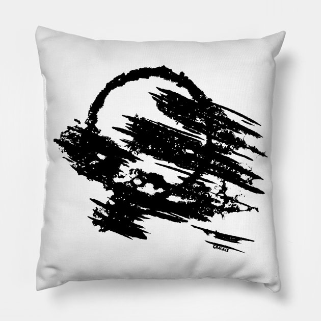 Abstract Ink Smear (Black Version) Pillow by Jan Grackle