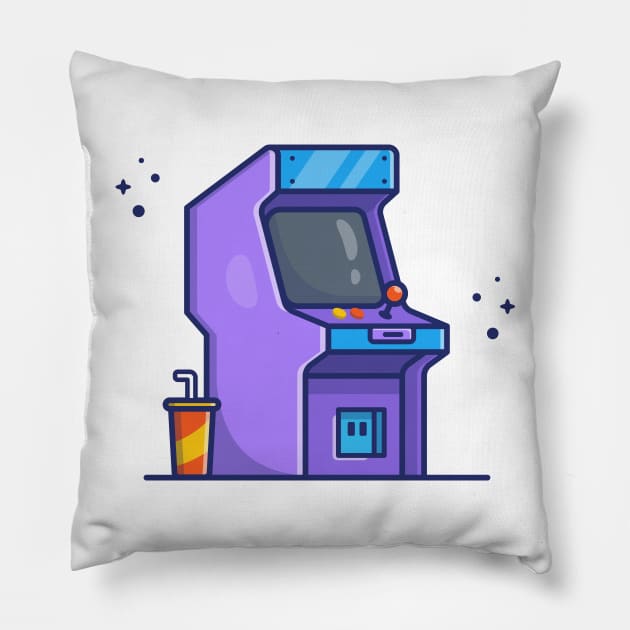 Arcade Machine With Soda Cartoon Pillow by Catalyst Labs