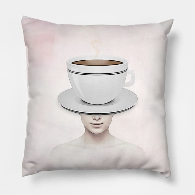 Coffee head portrait Pillow by reesea