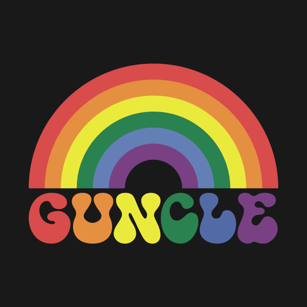 Half-rainbow Guncle '70s Font - lgbt gay uncle Guncle's Day  humorous brother gift by guncle.co