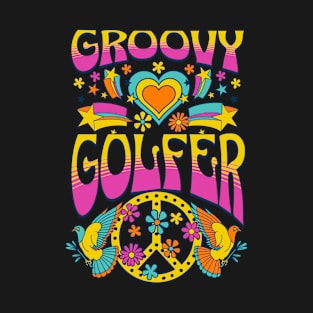 70s Retro Groovy Golfer Matching Family Birthday Party T-Shirt