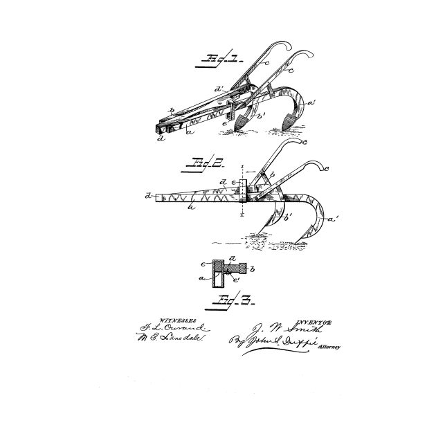 Plow Vintage Patent Hand Drawing by TheYoungDesigns