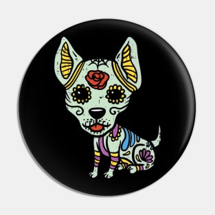 Chihuahua Skull Floral Skeleton Pin